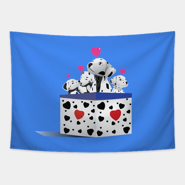 Puppy Dalmatian Valentine Tapestry by Kanom-Tom