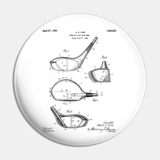 Golf Driver Patent - Golf Art - Black And White Pin