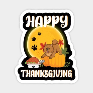 Chow Chow Seeing Turkey Dish Happy Halloween Thanksgiving Merry Christmas Day Magnet