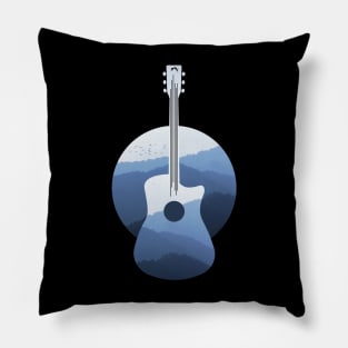 Guitar & Mountains - Blue version Pillow