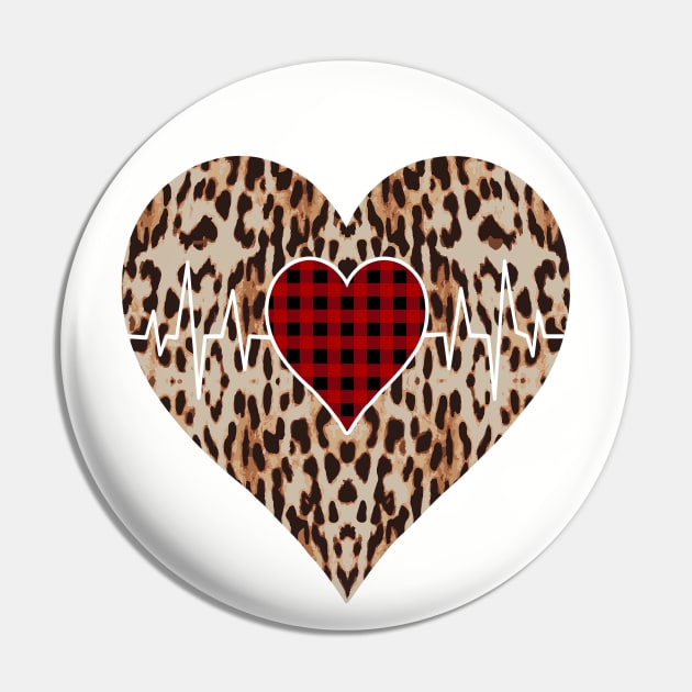 Women’s Striped Plaid Printed Heart Valentine's Day Pin by Nicolas5red1