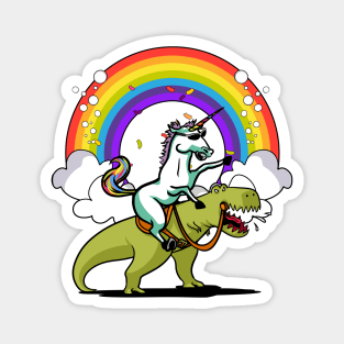 Unicorn Riding T-Rex Dinosaur Party Magnet