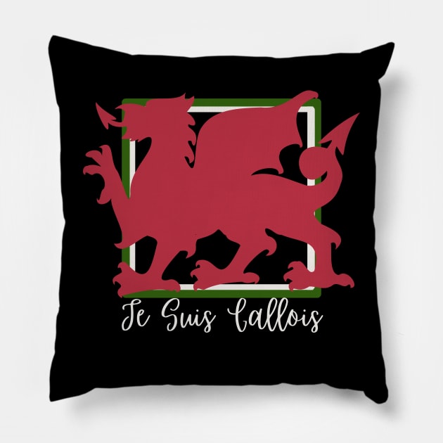 Je Suis Gallois, Welsh in France Pillow by Teessential