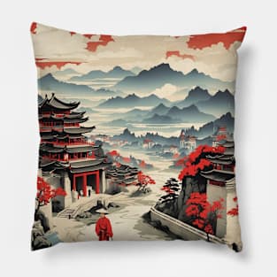 Zhejiang China Vintage Poster Tourism Pillow