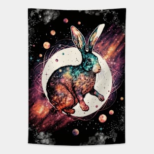 Year of the rabbit chinese zodiac sign space design with planets Tapestry