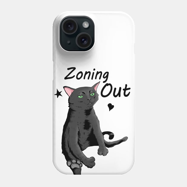 Black Cat Zoning Out Phone Case by Eccentric-ink