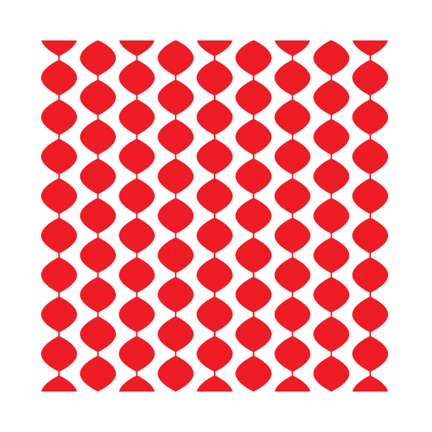 Mid Century Modern Retro 60s Waves Pattern  (Red Pure) by Makanahele