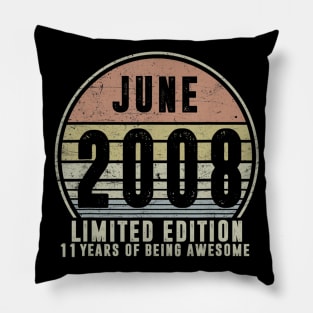 Born June 2008 Limited Edition 2008th Birthday Gifts Pillow