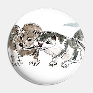 American mink watercolor Pin