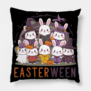 Cute Bunnies in Costumes Easterween Celebration Pillow