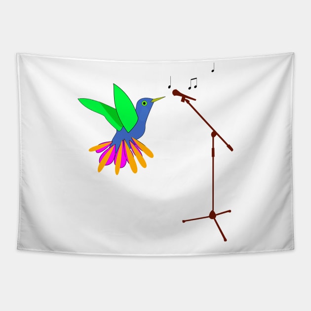 Colorful Bird and Microphone Tapestry by momomoma