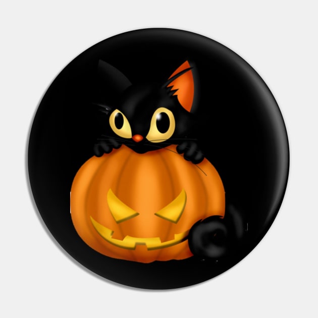 Black cat pumpkin Halloween Costume gift for men women kids Black Cat Lovers Halloween Costume Pin by AbirAbd