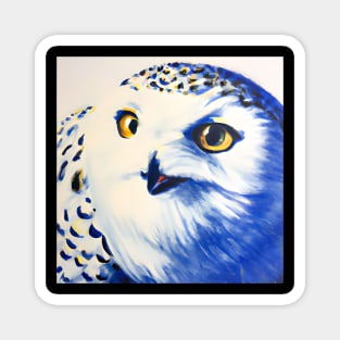 Snowy Owl Close-Up Painting Magnet