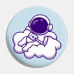 Cute Astronaut Sitting On Cloud Pin