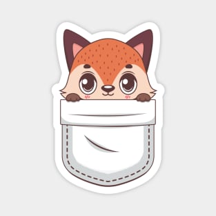 Kawaii fox in pocket design Magnet