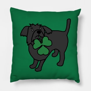 St Patricks Day Dog with Shamrock Pillow