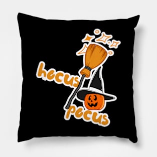 Halloween pumpkin with broom Pillow