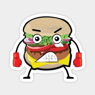 Angry Burger Boxer - Funny Character Illustration Magnet