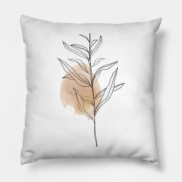 One Line Leaves Botanical Abstract Pillow by My_Store