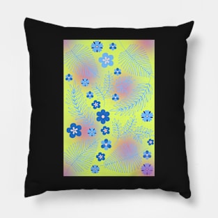 Light Blue leaves and flowers pattern Pillow