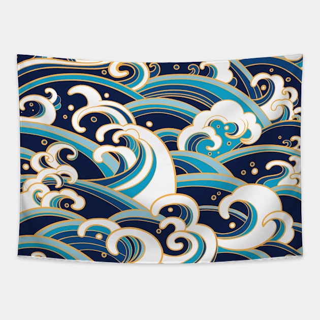 Asian Waves Tapestry by machmigo