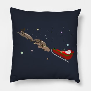 On a sloth sleigh (no text) Pillow