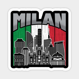 Milan Italy Skyline Vintage Flag Magnet