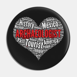 Archaeologist Heart Shape Word Cloud Archaeology Lovers print Pin