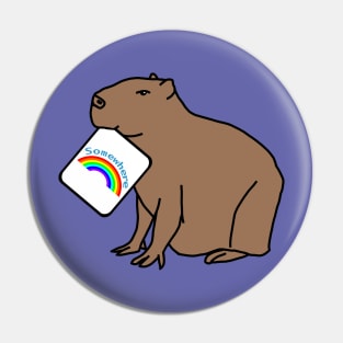 Capybara Puns with Somewhere Rainbow Pin