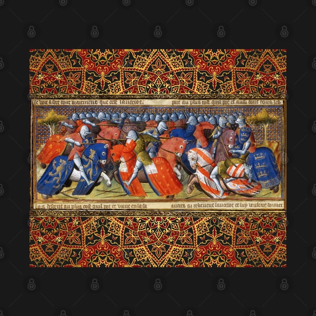 LANCELOT OF THE LAKE IN THE TOURNAMENT OF CAMELOT Arthurian Legends Medieval Miniature by BulganLumini