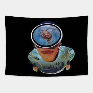 Diving sea turtle Tapestry