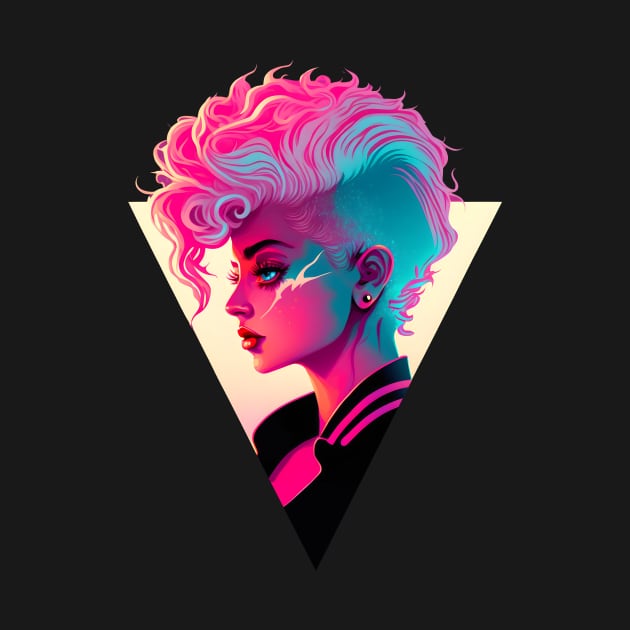 Vaporwave Vapor Girl with Mowhawk by NeonOverdrive