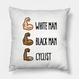 White man Black man Cyclist funny cycling biceps (dark design) Pillow