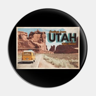 Greetings from Utah - Vintage Travel Postcard Design Pin