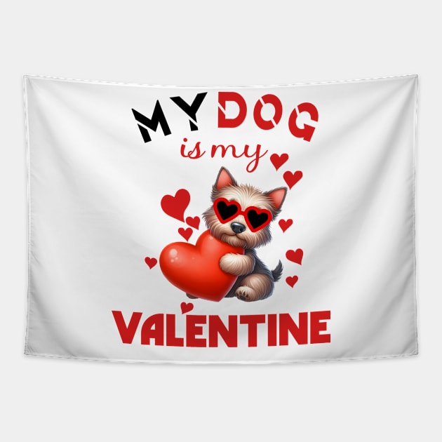 My dog is my valentine Tapestry by A Zee Marketing