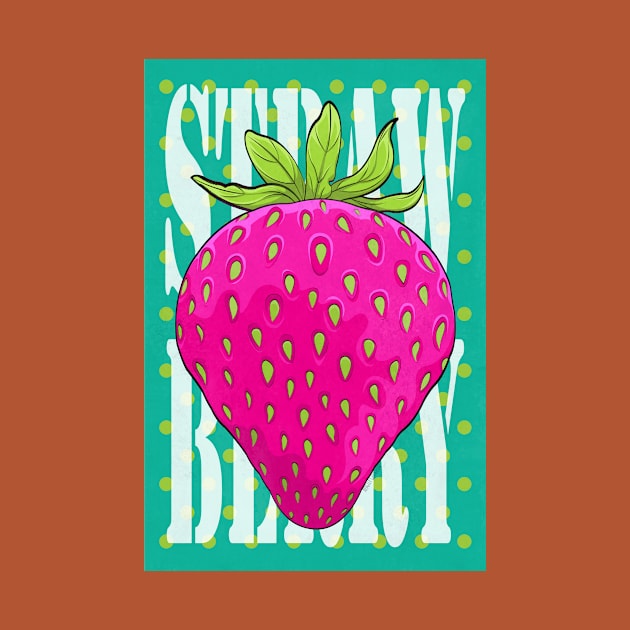 Strawberry fruit Retro Poster by Art by Angele G