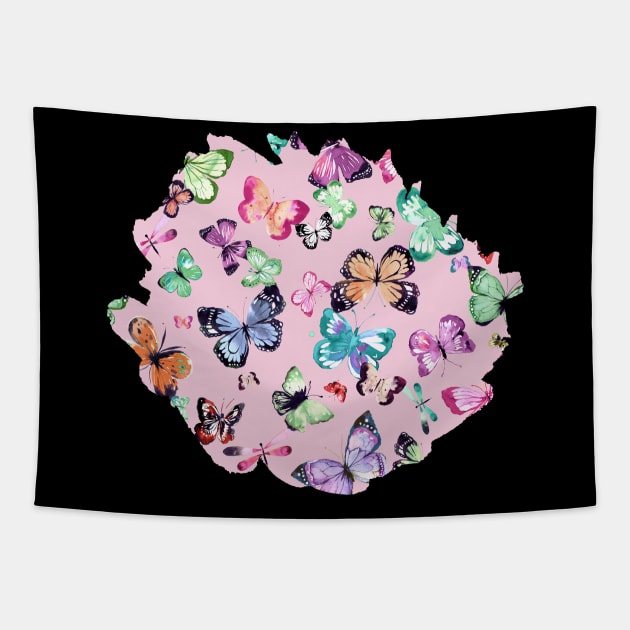 Flying Butterflies Pink pastels Tapestry by ninoladesign