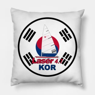 laser class sailboat on flag Korea Pillow