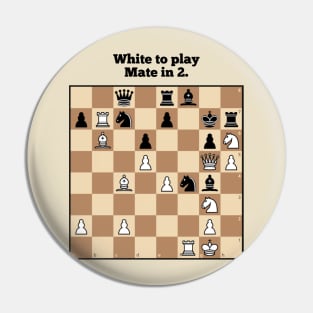 Chess puzzle sticker and magnet. Mate in 2. Pin