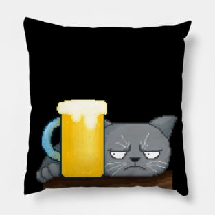 Stressful cat in need of beer Pillow