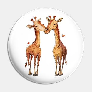 Valentine Cartoon Giraffe Couple Pin