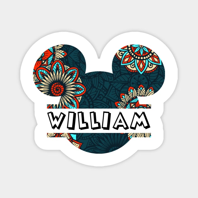 William Name With Seamless Pattern Magnet by Maddalena's