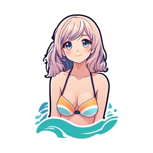 Cute anime girl in bikini T-Shirt