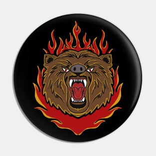 Flaming Bear Pin
