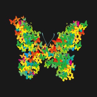 Colourful Butterflies Grouped In A Butterfly Shape T-Shirt