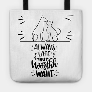 always late but worth the wait. Cat and dog love Tote