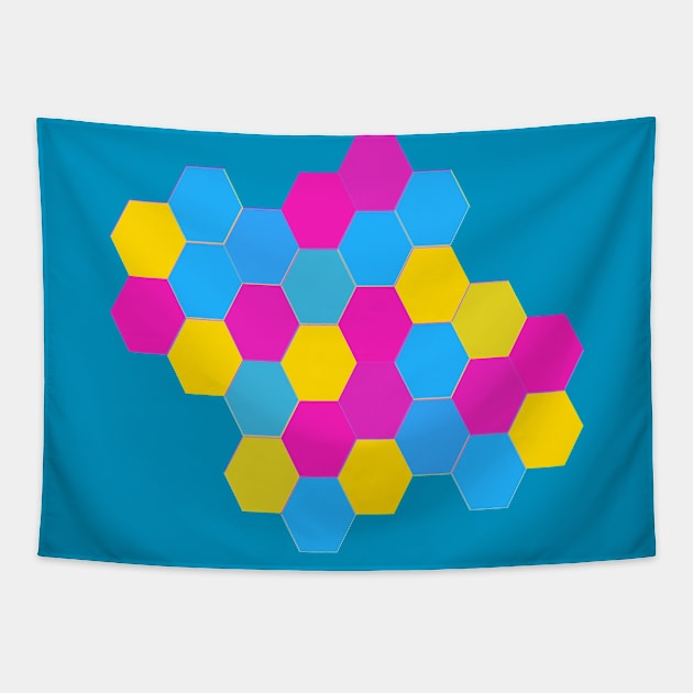 Pan Pride Clustered Hexagons Tapestry by VernenInk