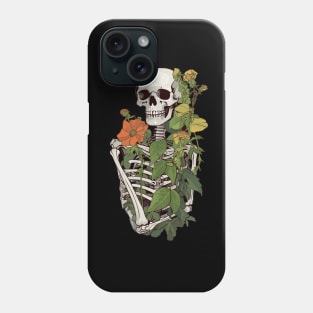 Bones and Botany - Botanical flower illustration featureing skeletonbones and botany Phone Case