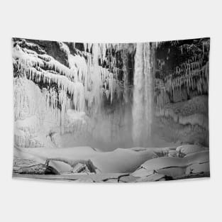 Frozen Waterfall, B&W Tapestry