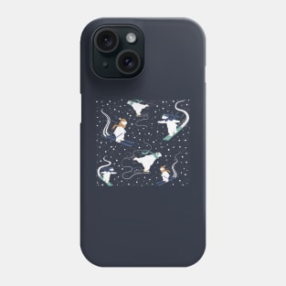 Iceskating, Snowboarding, Skiing Polar Bears Cute Pattern Digital Illustration Phone Case